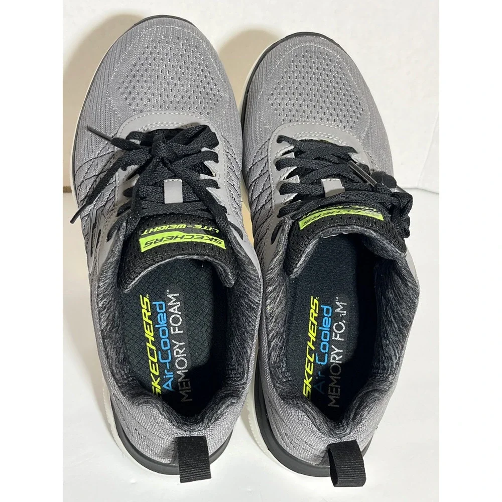Skechers Mens Lite-Weight Dual-Lite Gray Black Sneakers 52185‎ LGBK Mens 8